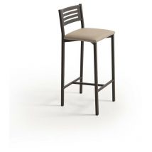 Fanmuebles - Tabouret de cuisine Kati à dossier moyen, cadre noir texturé 33 x 87 x 38 cm Revêtement : Pierre du Michigan