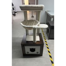 Liferun - Katzenbaum Mit Katzentoilette, Kratzbaum, Abnehmbares Plüsch-katzennest, Höhe 119 Cm, Sisalstämme, Katzenhängematte, Holz