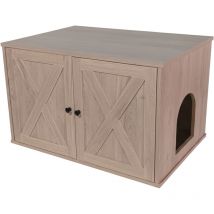 Relaxdays Katzenschrank Für Katzentoilette, Separate Trennwand, Eingang, Katzenklo Verstecken, Hbt 50x80x53cm, Hellgrau