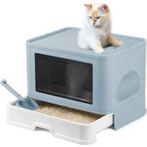 Katzentoilette Mit Abnehmbarem Tablett,50.8×40×37cm,blau