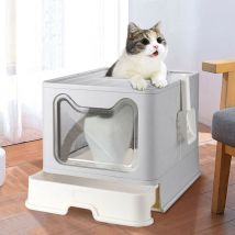 Katzenklo mit Deckel xxl katzentoilette Faltbarer Geschlossener Mülleimer mit Abdeckung, Schublade und Streuschaufel