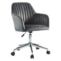 Vente-unique - Bürostuhl höhenverstellbar - Samt - Grau - eleana