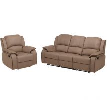 Couchgarnitur Relax 3+1 - Microfaser - Taupe - hernani