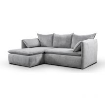 Ecksofa mit Schlaffunktion - Ecke Links - Cord - Grau - teodora