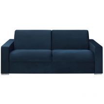 Vente-unique - Schlafsofa mit Matratze 4-Sitzer - Liegefläche: 160 cm - Matratzenhöhe: 18 cm - Samt - Dunkelblau - calito