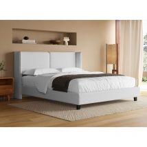 Kayden - Lit double en tissu effet peau de mouton gris clair 180x200 cm kayden