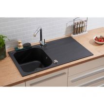 Respekta - Küchenspüle Einbauspüle Spülbecken Granitspüle 86 x 50 Schwarz Orlando