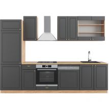 Vicco - Küchenzeile Fame-Line, Anthrazit Landhaus/Goldkraft Eiche, 300 cm , ap Eiche