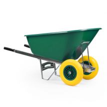 KCT - 200L xl Heavy Duty Twin WheelBarrow Green + Yellow Tyres