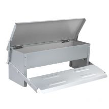 KCT - Automatic Chicken Feeder Self Opening Grey Steel Trough Poultry Treadle 5kg