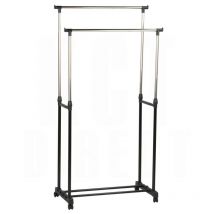 KCT - Double Clothing Rail Garment Stand Hanging Clothes Rack Storage Shelf Tidy