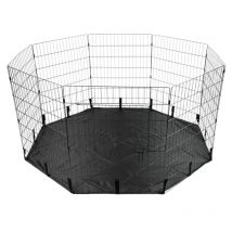 KCT - Large 8 Panel Pet Puppy Wire Play Pen + Base/Cover Indoor Outdoor Dog Cage