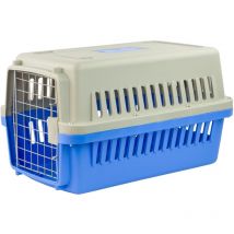 KCT - Portable Plastic Pet Travel Carrier for Cats/Dogs/Animals - Medium Blue