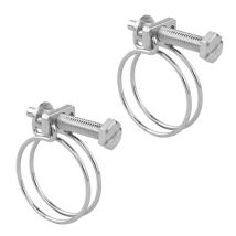 KCT Double Wire Adjustable Metal Hosepipe Clip Screw Clamps for Fuel/Water/Air Line/Plumbing Pipework 31-35mm -2 Pack