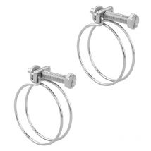 Double Wire Adjustable Metal Hosepipe Clip Screw Clamps for Fuel/Water/Air Line/Plumbing Pipework 37-42mm -2 Pack - KCT