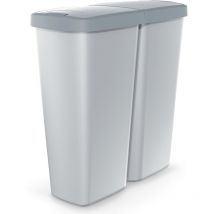 Dual Kitchen Rubbish Bin 50L, 2x 25L Compartments Push Button Open Lid Perfect for Rubbish, Recycling, Plastic, Organic Waste, Storing Dog Food 2
