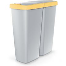 Dual Kitchen Rubbish Bin 50L, 2x 25L Compartments Push Button Open Lid Perfect for Rubbish, Recycling, Plastic, Organic Waste, Storing Dog Food 2