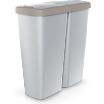 KEDEN Dual Kitchen Rubbish Bin 50L, 2x 25L Compartments Push Button Open Lid Perfect for Rubbish, Recycling, Plastic, Organic Waste, Storing Dog