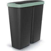 Monzana Double poubelle cuisine 2x25 litres corbeille bureau salle de bain trier déchets couvercle Noir vert