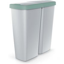 MONZANA Double poubelle cuisine 2x25 litres corbeille bureau salle de bain trier déchets couvercle Gris vert