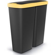 Monzana Double poubelle cuisine 2x25 litres corbeille bureau salle de bain trier déchets couvercle Noir jaune