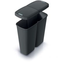 Keden - Poubelle avec 2 couvercles indépendants 50L Compacta q duo 54X24X56 cm - Noir