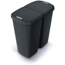 Poubelle avec 2 couvercles indépendants 45L Compacta q duo 48X28X51 cm - Noir - Keden