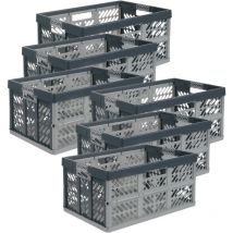 Keeeper - 6 boîtes pliables « Ben » pour professionnel (45 litres/polypropylène/gris anthracite) - gris anthracite