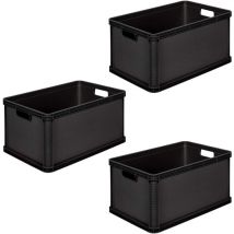Keeeper - Lot de 3 Caisses de Transport, Empilables, Polypropylène, 3 x 64 l, Robert, gris graphite - Gris graphite