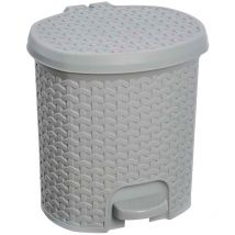 Keeeper - Corbeille à papier / poubelle polyvalente, avec couvercle, design rotin, capacité 5,5L, dimensions 22,5x24x26, couleur gris nordique