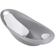 Vaschetta da Bagno Ergonomica Stars per Bambini, con Morbida Impugnatura, Tappo e Seggiolino Anatomico, Da 0 a 6 Mesi circa, Natalia, Grigio - Keeeper