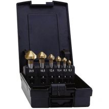 05568 Kegelsenker-Set 5teilig 6.3 mm, 10.4 mm, 16.5 mm, 20.5 mm, 25 mm hss TiN Zylinderschaft - Exact