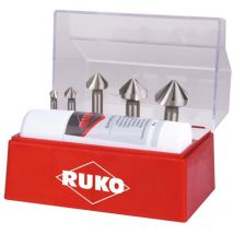 Kegel- Und Entgratsenker-satz 6tlg. Din 335 Form C 90° Hss Ø 6,3 - 25 Mm + Schneidspray 50 Ml In Kunststoffkassette - 102142a - Ruko