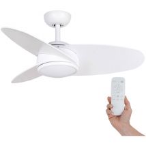 Kekai - Levante Deckenventilator dc 105x38 cm 55W Weiß mit weißen Flügeln, dimmbarem Licht, Zeitschaltuhr und Fernbedienung
