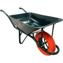 Brouette Rénovation Roue Increvable, 75L, Chariot de Transport, Poignets Ergonomique, Usage Intensif, Acier galvanisé - Keli