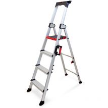 Chelle Pliable 4 Marches, Escabeau, Marchepied, Aluminium Robuste, Qualité Professionnelle, Poignée de Transport, Porte Outils abs Dépliable - Keli