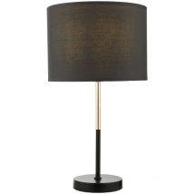 Dar Lighting - Kelso Lampe de table 1 lumière en cuivre poli noir mat avec abat-jour