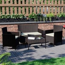Kendal Rattan Garden Furniture 4 Seater Outdoor Chair Sofa Table Set, Brown-No-Cover