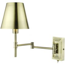 Dar Lighting - Kensington Applique Murale Réglable à 1 Lumière à Bras Articulé Laiton Antique