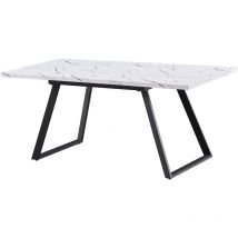 Toga Single Extendable Dining Table, Solid Metal Legs and Wood Top, White - White