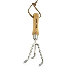 Rastrello a 3 punte – Artiglio manuale in acciaio inossidabile per terreni duri, sarchiello con manico in frassino, lunghezza: 28 cm - Kent&stowe