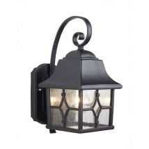 Außenleuchte Wandlampe Laterne alu Glas Schwarz h 32,8 cm Klassisch Gartenlampe