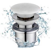 Homelody - Keramik Pop-up Ablaufventil Ablaufgarnitur Universal, Chrom Pop Up Ventil Für Waschbecken & Waschtisch, Messing Ventil Ablauf Runder 