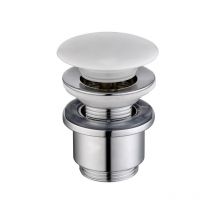 Ubeegol - Keramik Pop-Up Ablaufventil Ablaufgarnitur Universal Weiß Pop Up Ventil für Waschbecken Waschtisch Ablauf Runder Keramikdeckel mit Überlauf