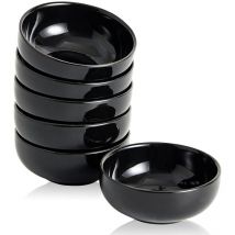 Keramik Saucenschälchen,60 ml Dipschalen Dip Sojasauce, Mini-Sushi Schüssel Set,Kleine Dipp-Soja-Schalen Rund, 6 Stück - Schwarz