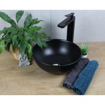 Keramik Waschbecken rund ø 320 x 135 schwarz matt ohne Überlauf Aufsatzwaschbecken ohne Zubehör