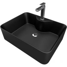Keramik Waschbecken schwarz Marwell Dark Fjord 48 x 37 x 13,5 cm - Recheckiges Waschbecken in moderner Optik