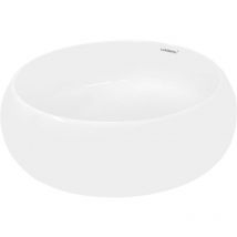 Ecd Germany Waschbecken Waschtisch Ø 400 X 150 Mm Rund, Aus Keramik, Weiß,aufsatzbecken Aufsatzwaschbecken Handwaschbecken Aufsatzwaschtisch 
