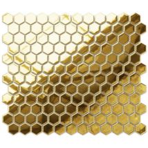 Keramikmosaik auf Netz für Badezimmer oder Küche 30cm x 26xcm - Gold Hive