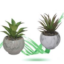 Trade Shop Traesio - Trade Shop - Keramikvase mit künstlicher Pflanze, Geschenkidee, Partygeschenk, Marmoreffekt -